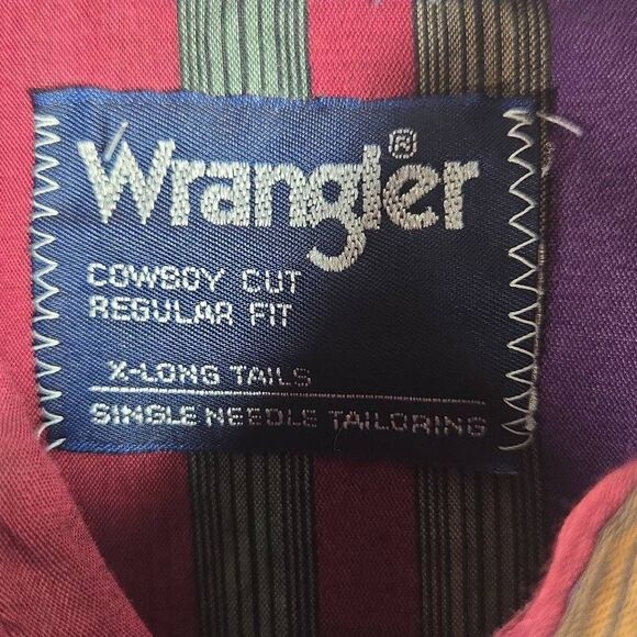 VTG Wrangler Pearl Snap Western Shirt Striped XL - Picture 5 of 11